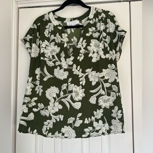 Sugarlips Olive and Cream Floral Blouse